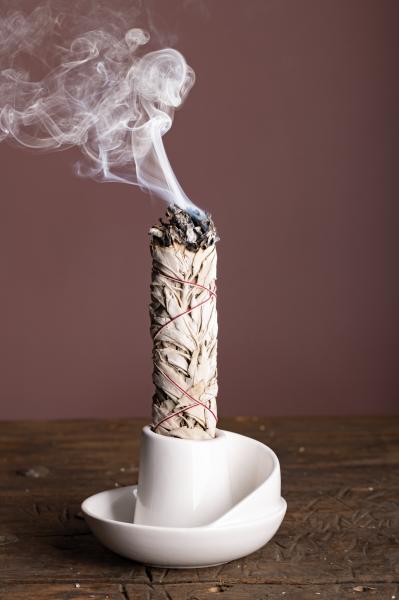 Wave weiß Smudge Bowl - Räucherbündelhalter Keramik - Berk